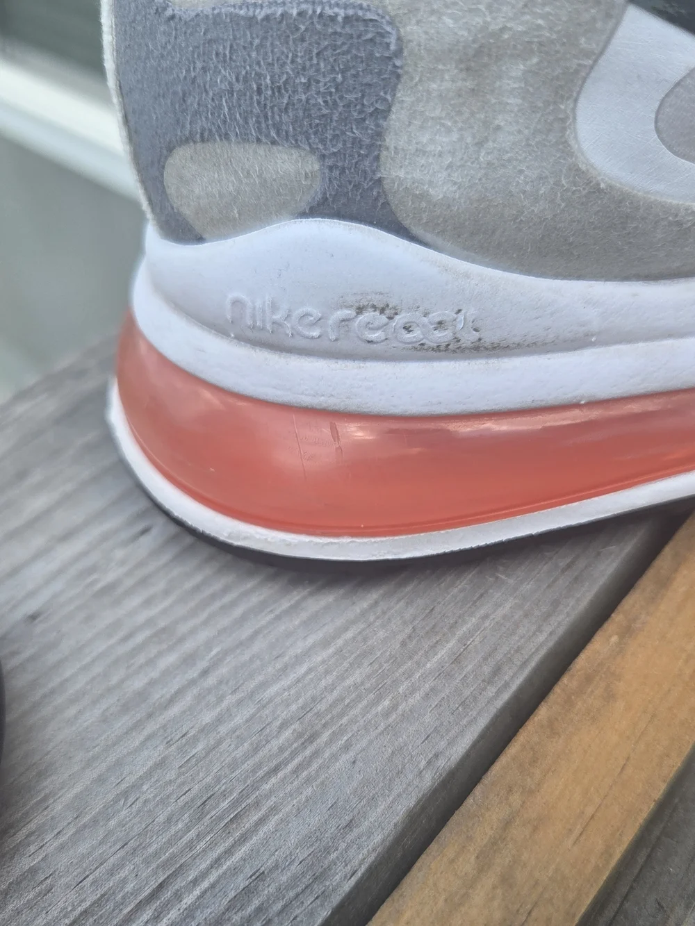 Nike White, Gray & Black Athletic Sneakers with Orange Air Accent